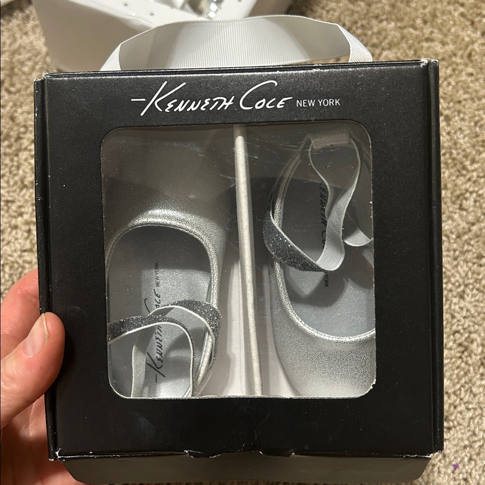 Kenneth Cole Shiny Silver Baby Shoes